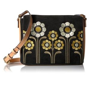 Suede Embroidery Rosemary Shoulder Bag